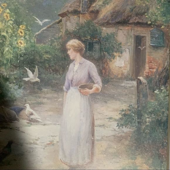 • VINTAGE country landscape rural print Wood frame • - Picture 10 of 10